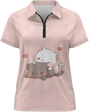 WELLFLYHOM Golf Shirts Short Sleeve Tennis Tops for Women Golf Top 1/4 Zip Workout Sport T-Shirt