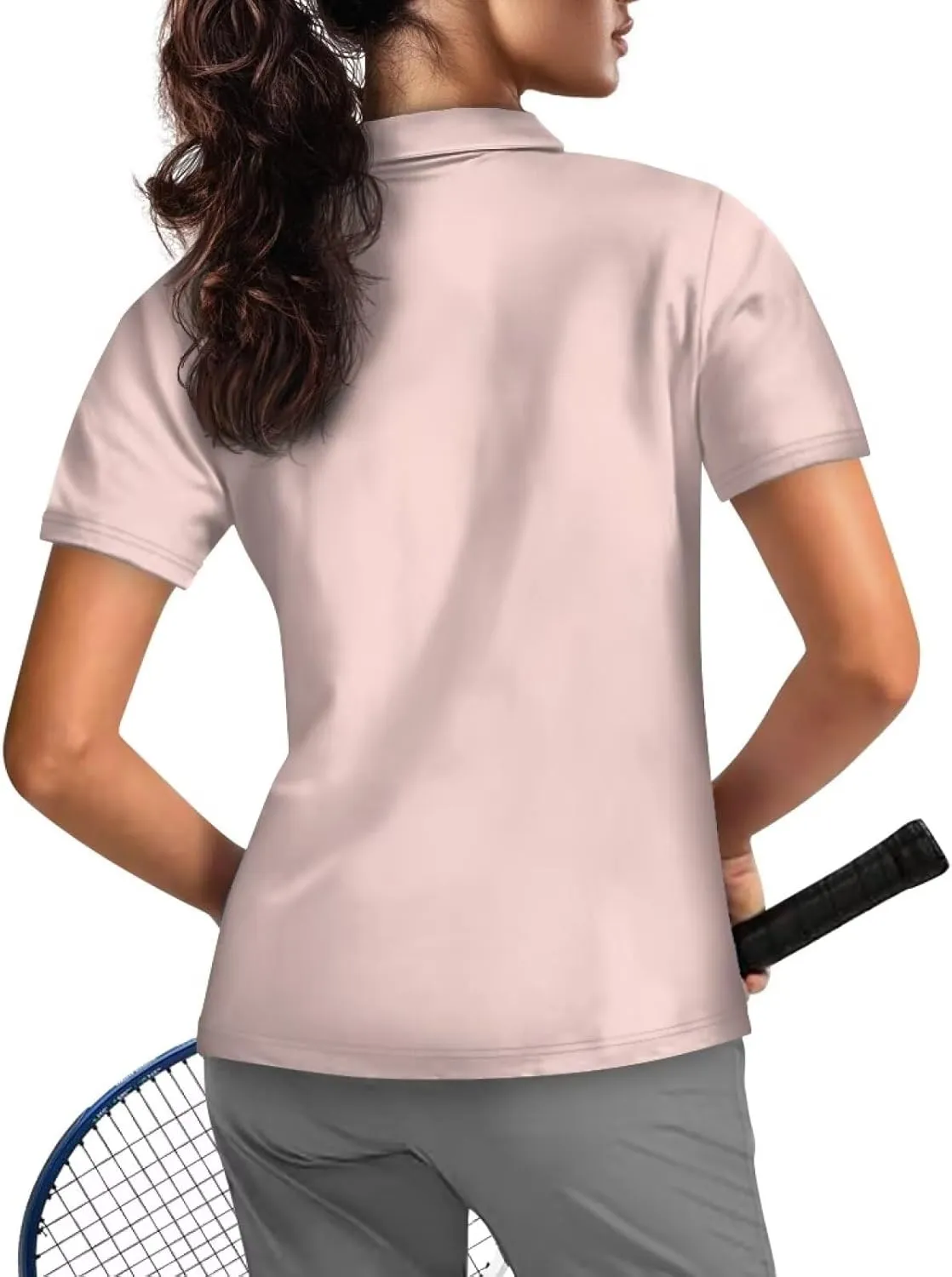 WELLFLYHOM Golf Shirts Short Sleeve Tennis Tops for Women Golf Top 1/4 Zip Workout Sport T-Shirt