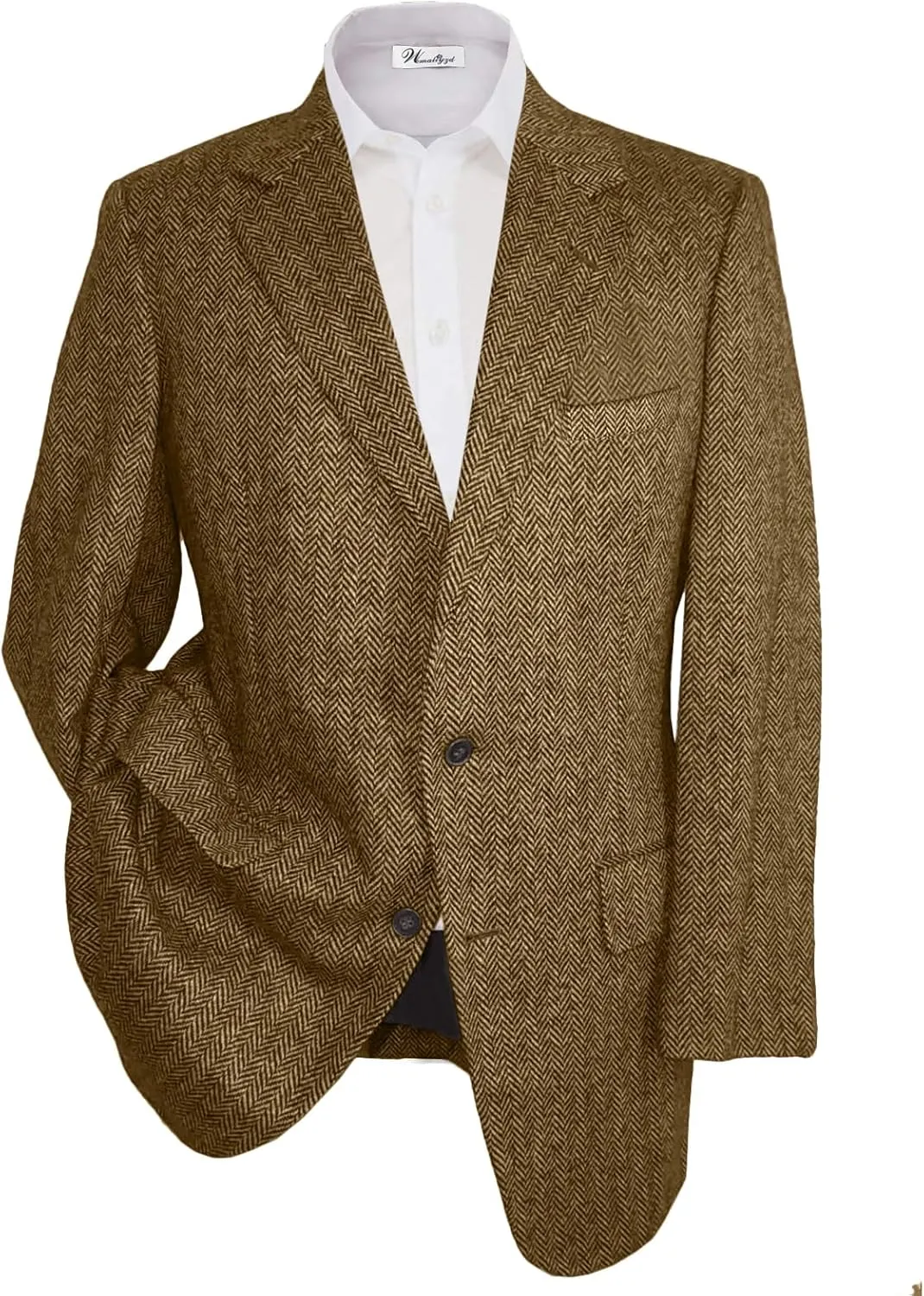 Wemaliyzd Men Western Herringbone Jacket Suit Regular Fit Sport Coat Blazer Centre Vent