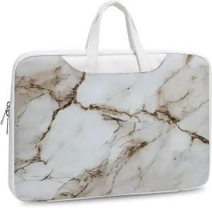 White Marble Leather Bag Laptop Case Slim Water Resistant Computer Bags with Handle Briefcase for Work