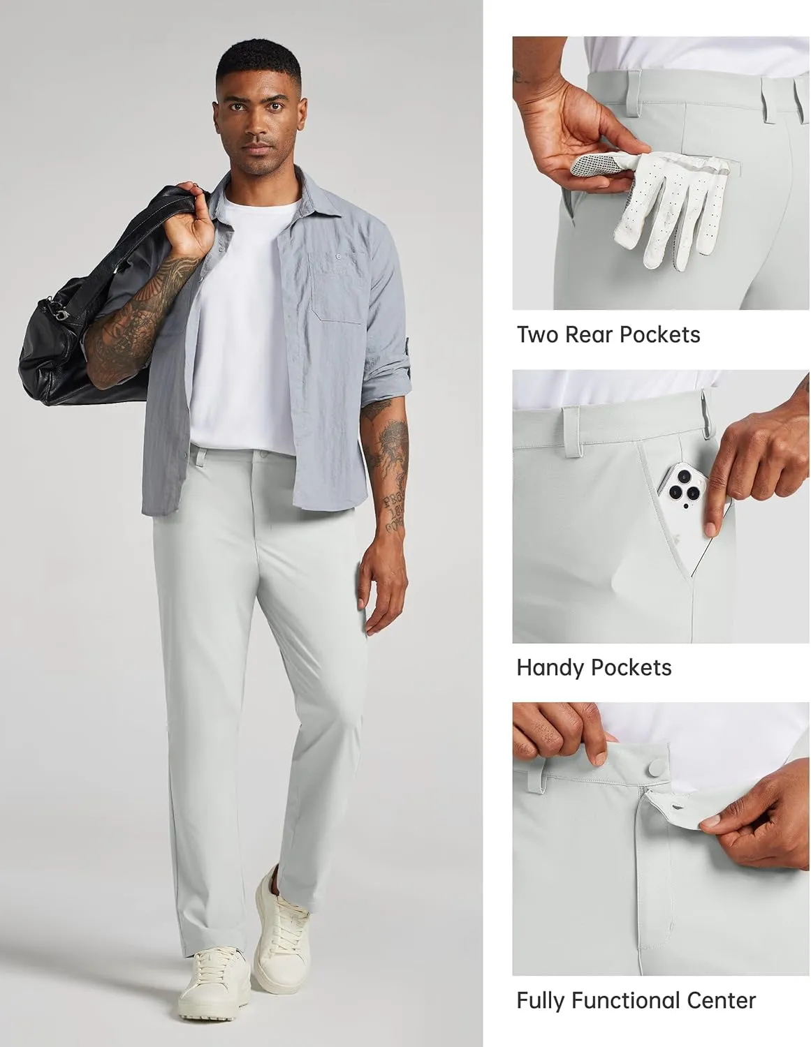 Willit Mens Golf Pants Stretch Dress Pants Quick Dry Work Business Slacks Casual Pants with 4 Pockets 30"/32"/34"
