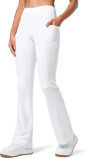 Willit Women's Fleece Lined Pants Yoga Bootcut Thermal Winter Pants High Waisted Flare Leggings Water Resistant