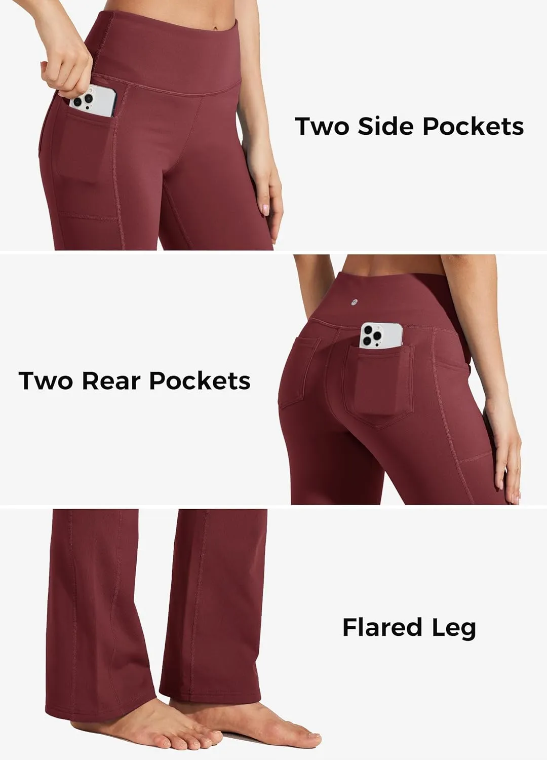 Willit Women's Fleece Lined Pants Yoga Bootcut Thermal Winter Pants High Waisted Flare Leggings Water Resistant