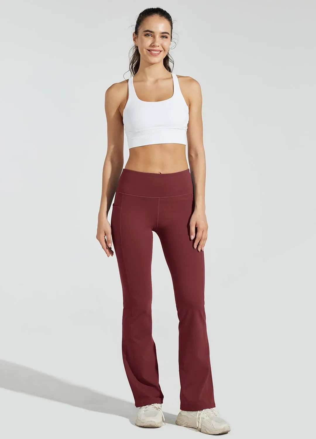 Willit Women's Fleece Lined Pants Yoga Bootcut Thermal Winter Pants High Waisted Flare Leggings Water Resistant