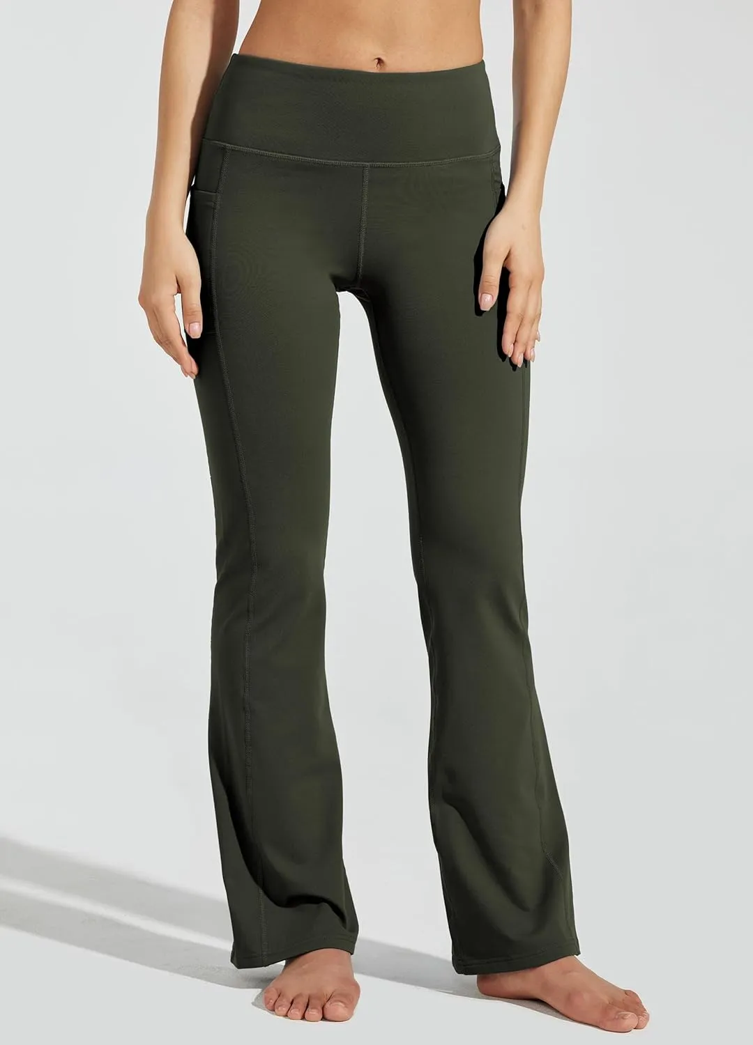 Willit Women's Fleece Lined Pants Yoga Bootcut Thermal Winter Pants High Waisted Flare Leggings Water Resistant