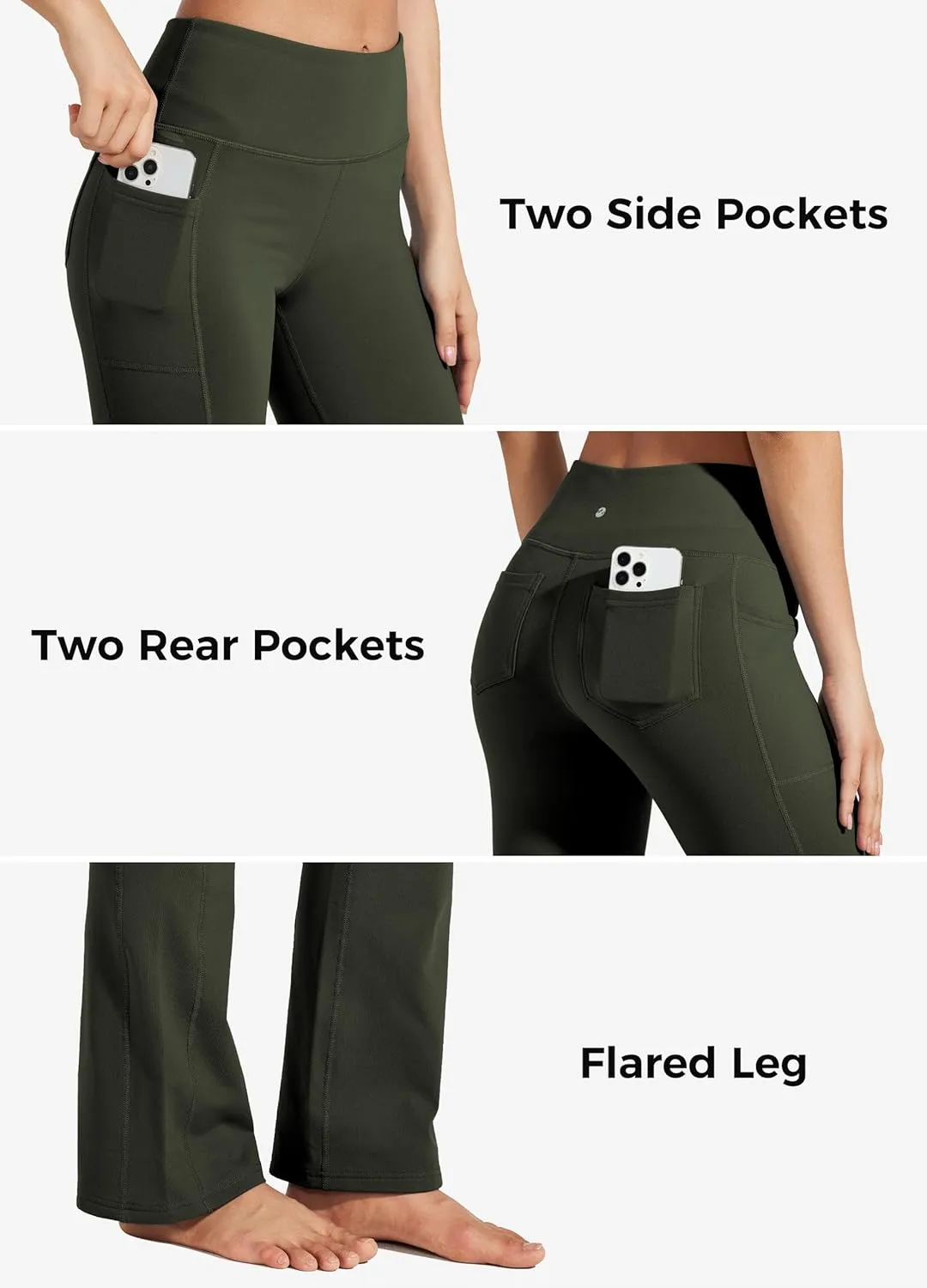 Willit Women's Fleece Lined Pants Yoga Bootcut Thermal Winter Pants High Waisted Flare Leggings Water Resistant