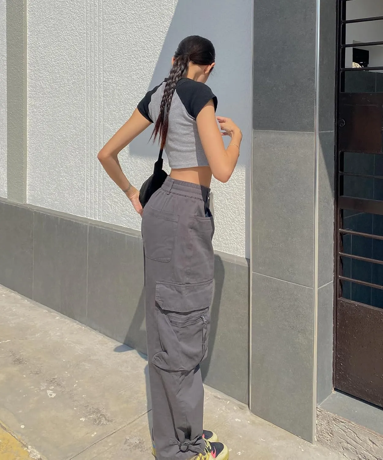 Women Cargo Pants Y2k Hip Hop Jogger Sweatpant Straight Wide Leg High Waisted Casual Pants