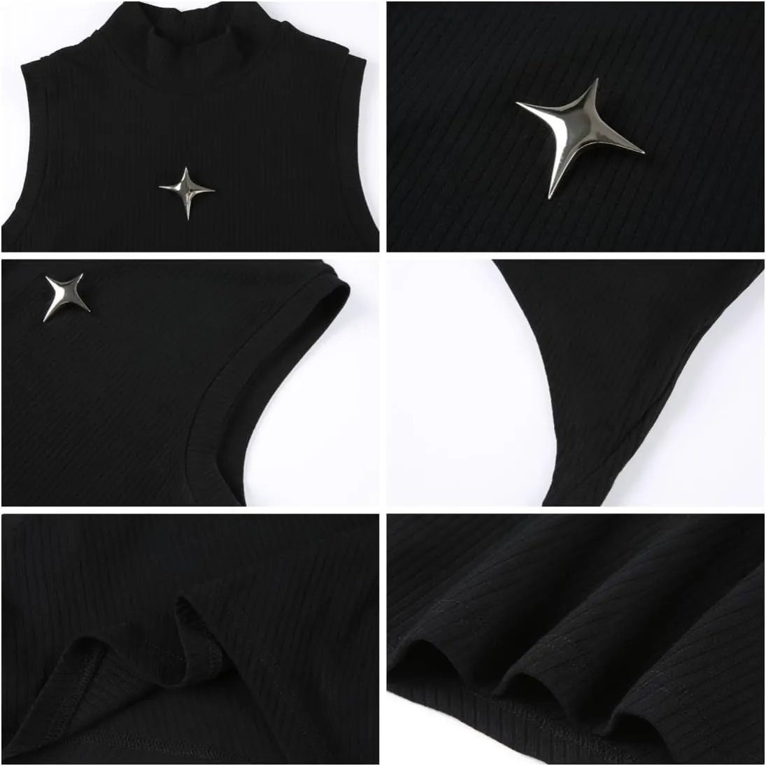 Women Gothic Crop Tank Top Sleeveless Camisole Tops Y2K Grunge Blouse Cami Shirt