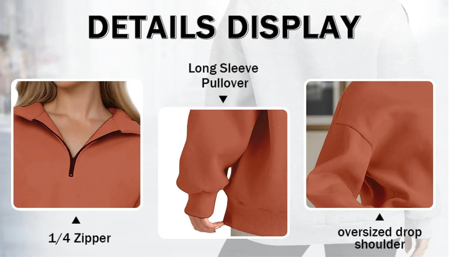 Women Half Zip Oversized Sweatshirts Fall Fashion Hoodies Pullover Long Sleeve Shirts Clothes