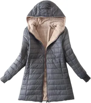 Women Hoodie Jackets, Zip-up Puffy Hoodie Coat, Warm Winter Sherpa Fleece Lined Hooded Jacket