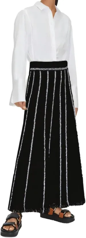 Women Long Skirt Knit Stripe Tassels High Waist Maxi Skirt Loose Skirt Business Vacation Outfits for Women