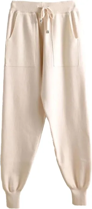 Women Waist Drawstring Thick Knitted Harem Pants Autumn Winter Sport Sweater Loose Trousers
