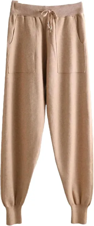 Women Waist Drawstring Thick Knitted Harem Pants Autumn Winter Sport Sweater Loose Trousers