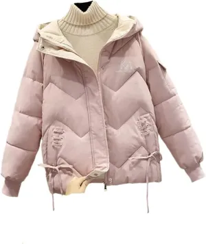 Women Winter Warm Thick Hooded Cotton Down Jacket Long Padded Parka Oversize Loose Cotton Coat