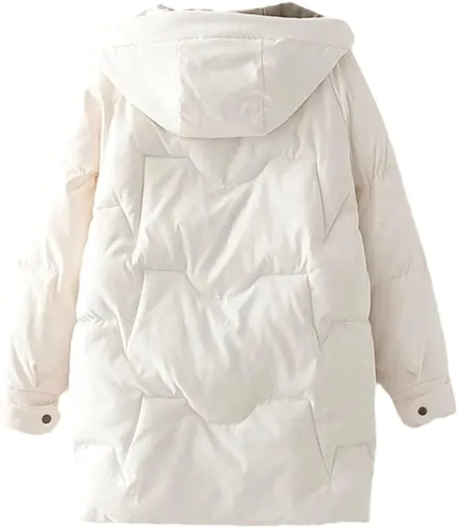 Women Winter Warm Thick Hooded Cotton Down Jacket Long Padded Parka Oversize Loose Cotton Coat