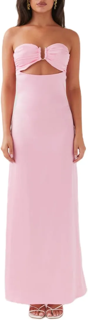 Women Y2k Floral Cut Out Maxi Bodycon Dress Hollow Out Silk Satin Long Beach Formal Dresses Summer Sundress