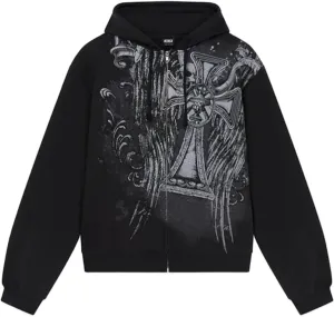 Women Zip Up Hoodie Y2k Vintage Graphic Oversized Sweatshirt Long Sleeve Goth Jacket Harajuku Streetwear