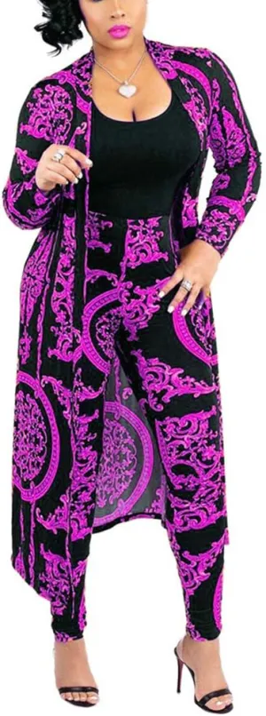 Women's 2 Piece Pants Set - Sexy Long Sleeve Open Front Cardigans  Skinny Pants Suits