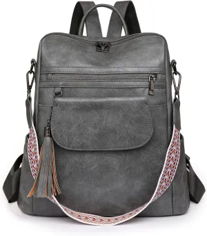 Women's Backpack Large Capacity Water Resistant Fashion College Bookbag Purse Teacher Doctor Nurse Leisure Bags (Grey)
