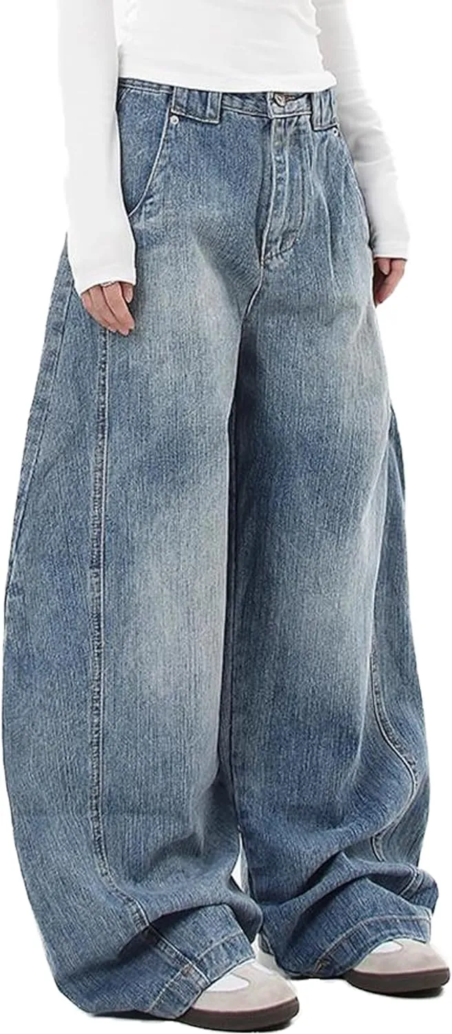 Womens Baggy Jeans Vintage Oversized Pants Aesthetic Hip Hop Jeans Denim Graphic Jean Grunge Pants