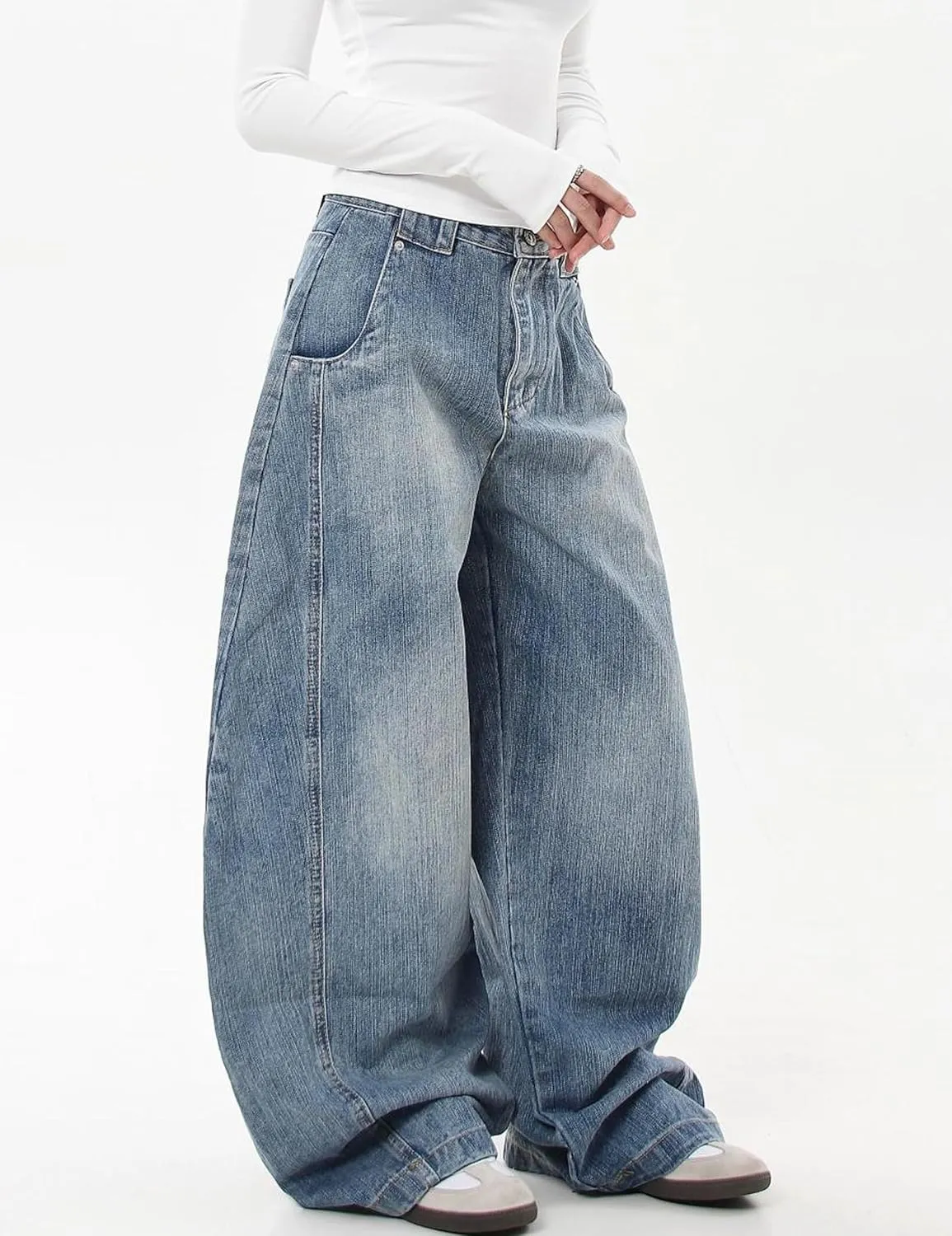 Womens Baggy Jeans Vintage Oversized Pants Aesthetic Hip Hop Jeans Denim Graphic Jean Grunge Pants
