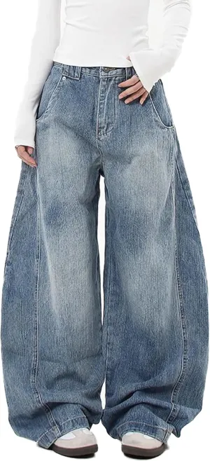 Womens Baggy Jeans Vintage Oversized Pants Aesthetic Hip Hop Jeans Denim Graphic Jean Grunge Pants