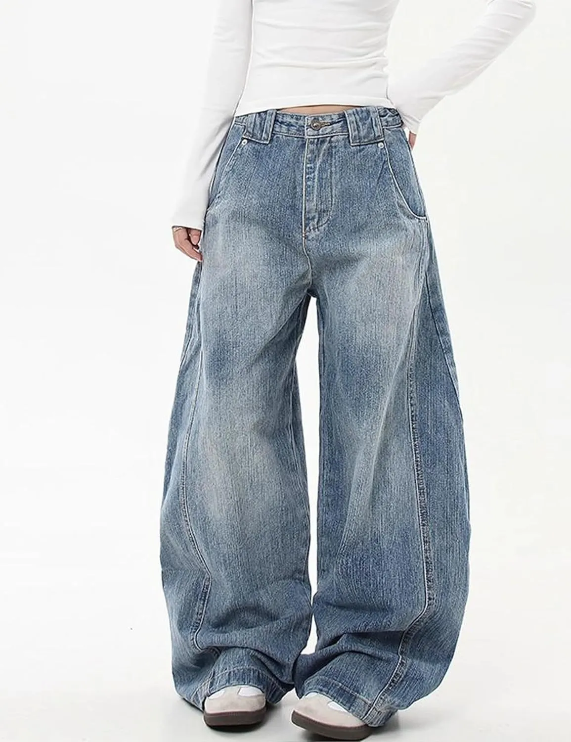 Womens Baggy Jeans Vintage Oversized Pants Aesthetic Hip Hop Jeans Denim Graphic Jean Grunge Pants