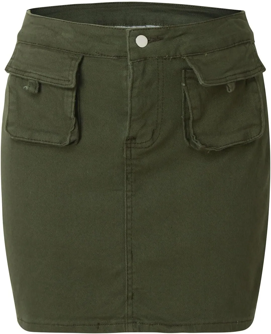 Women's Button Down High Waisted A Line Jean Stretchy Mini Denim Skirt Front Short Pencil Skirt with Pockets