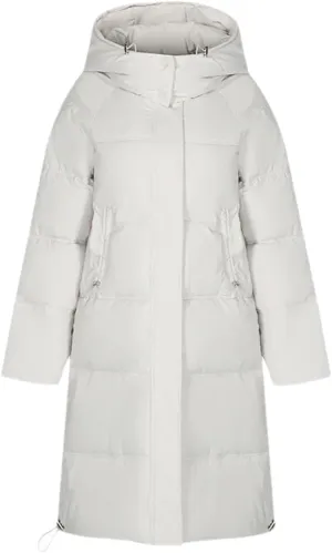 Women's Casual Hooded High Neck Parka Coat Vintage Long Over-The-Knee Cotton-Padded Jacket