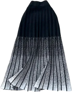 Women's Eastic High Waisted A-Line Midi Skirt Fashion Gradient Medium Length A-Line Pleated Sweater Skirt