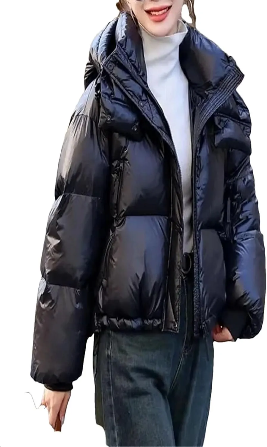 Women's Fashion Parkas Jacket Korean Winter Loose Hooded Thicken Warm Down Cotton Padded Short Coats Female Tops