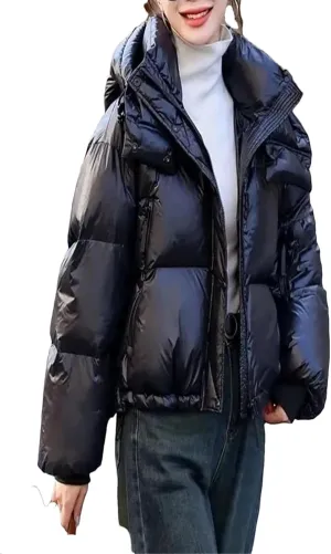 Women's Fashion Parkas Jacket Korean Winter Loose Hooded Thicken Warm Down Cotton Padded Short Coats Female Tops