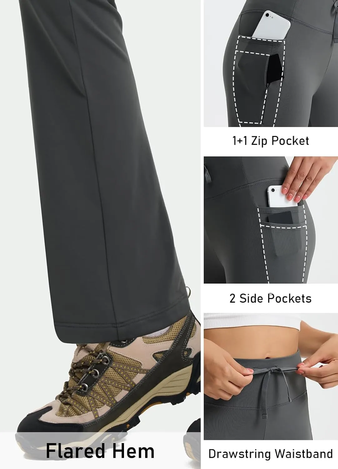 Women's Fleece Lined Pants Straight Leg Thermal Sweatpants Water Resistant Hiking Yoga Dress Pants Flare Leggings