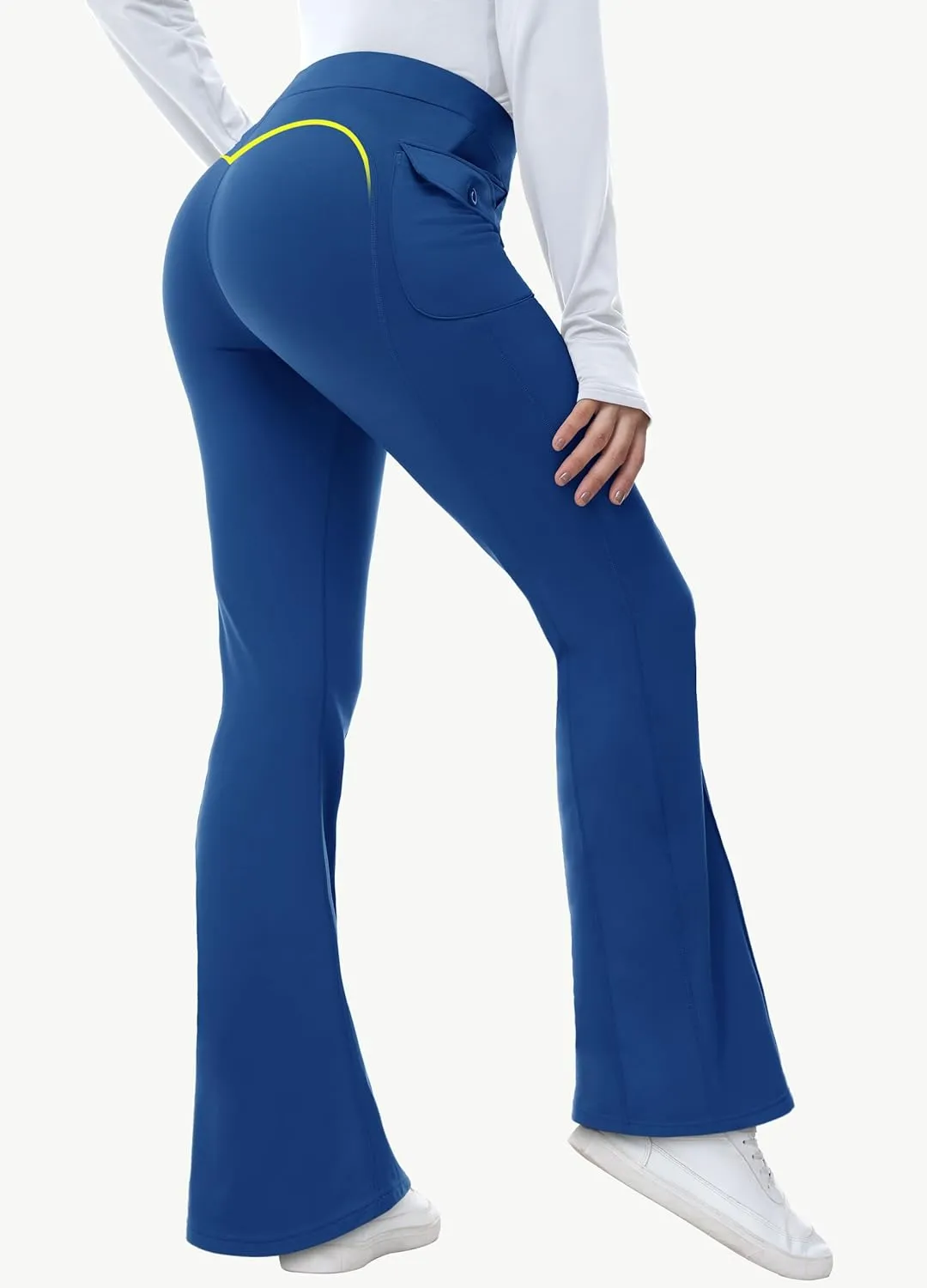 Women's Fleece Lined Pants Winter Warm Leggings Water Resistant Flare Bootcut Hiking Thermal Outdoor Cargo Pockets