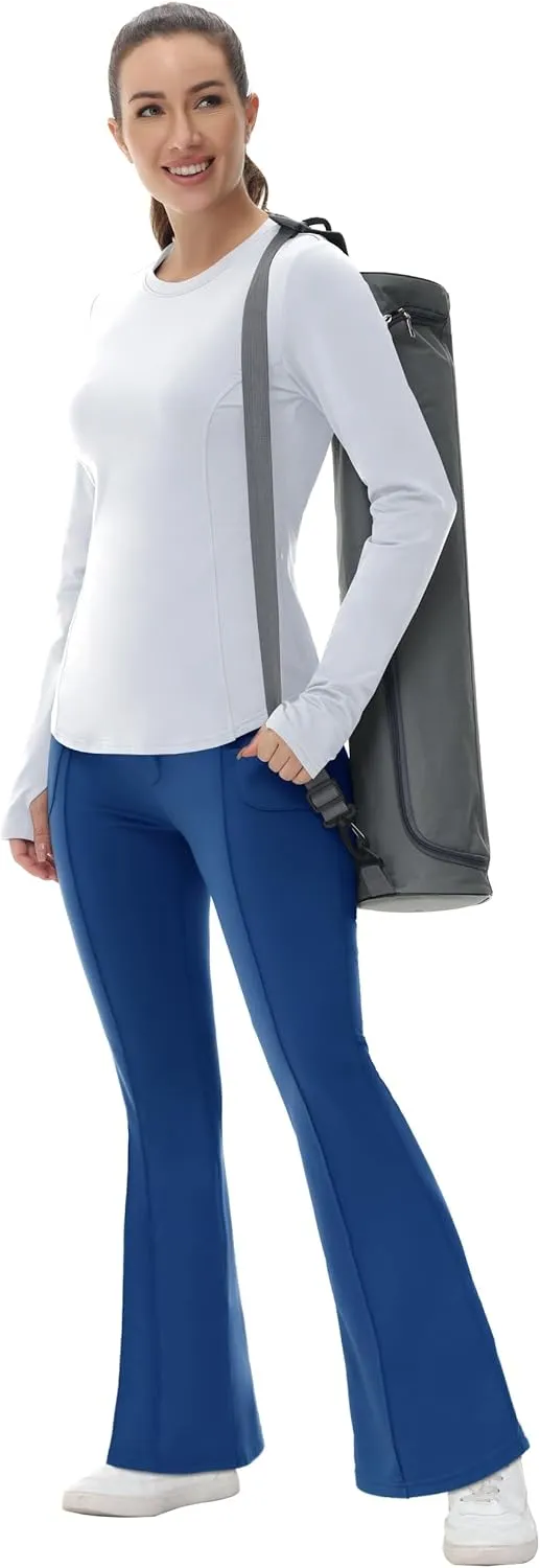 Women's Fleece Lined Pants Winter Warm Leggings Water Resistant Flare Bootcut Hiking Thermal Outdoor Cargo Pockets