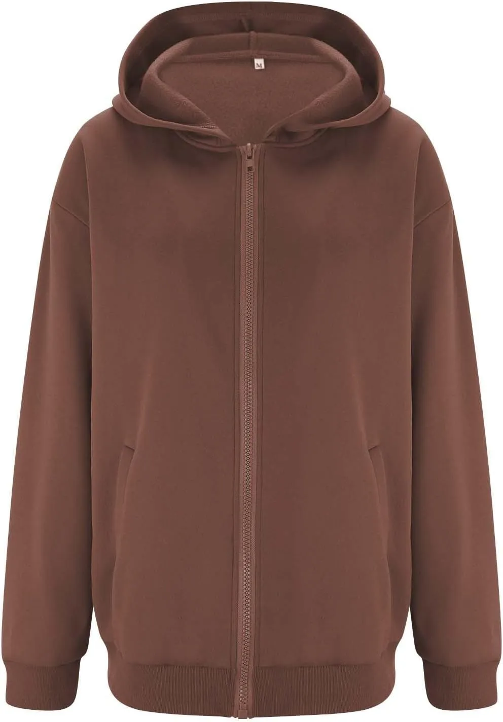 Women's Full Zip Up Sweatshirt Oversized Hooded Jacket Trendy Fleece Lined Hoodies Lightweight Gym Coats with Pockets