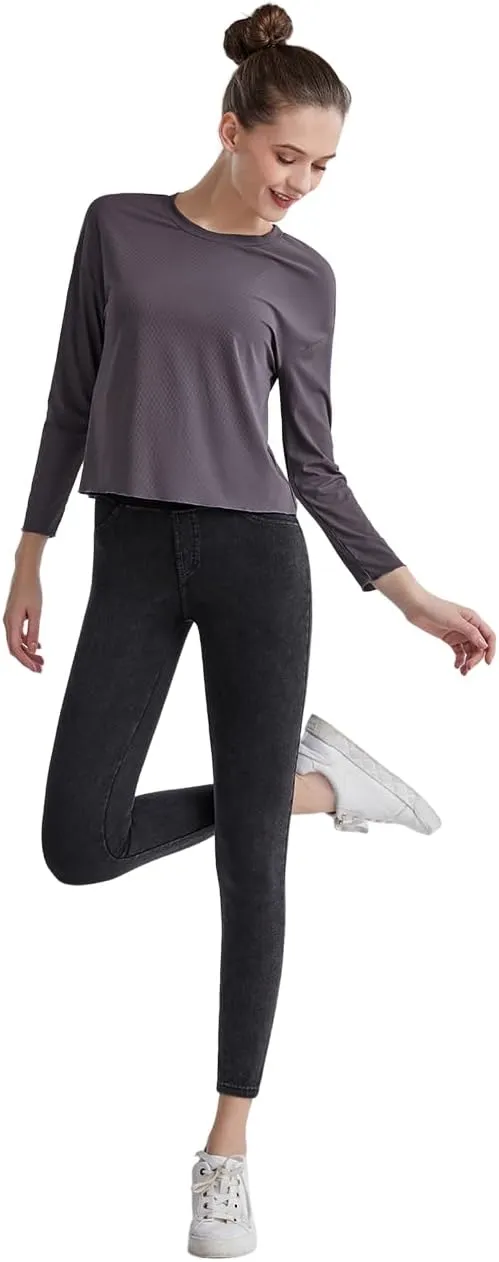 Women's Jean Printed Sweatpants High Waist Yoga Pants Tummy Control Workout Running Yoga Leggings for Women