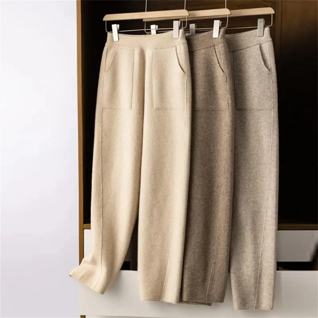 Women's Knitted Harem Pants Women's Casual Loose Pants Autumn and Winter Slimming Pants