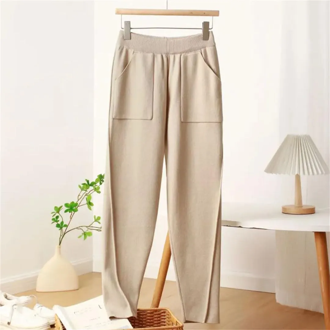 Women's Knitted Harem Pants Women's Casual Loose Pants Autumn and Winter Slimming Pants