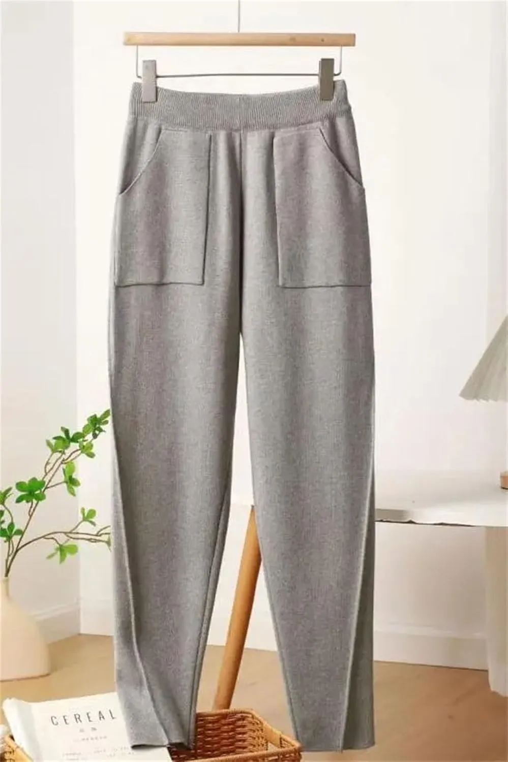 Women's Knitted Harem Pants Women's Casual Loose Pants Autumn and Winter Slimming Pants