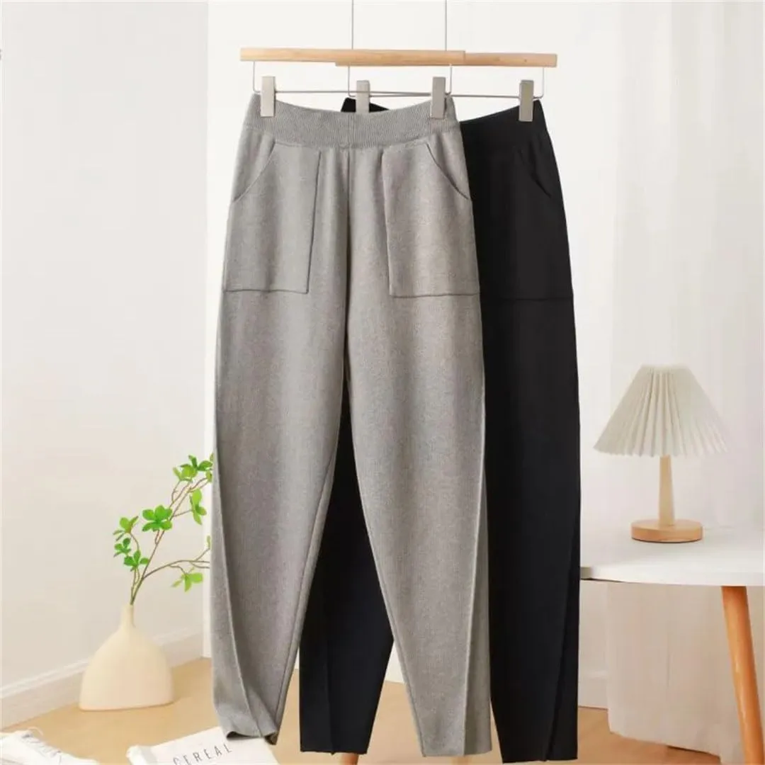 Women's Knitted Harem Pants Women's Casual Loose Pants Autumn and Winter Slimming Pants
