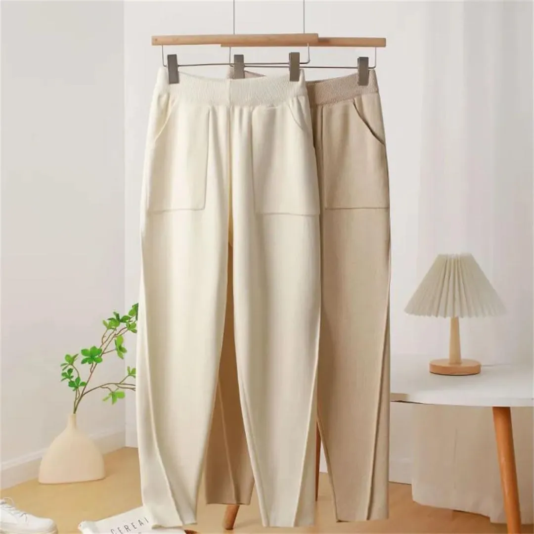 Women's Knitted Harem Pants Women's Casual Loose Pants Autumn and Winter Slimming Pants