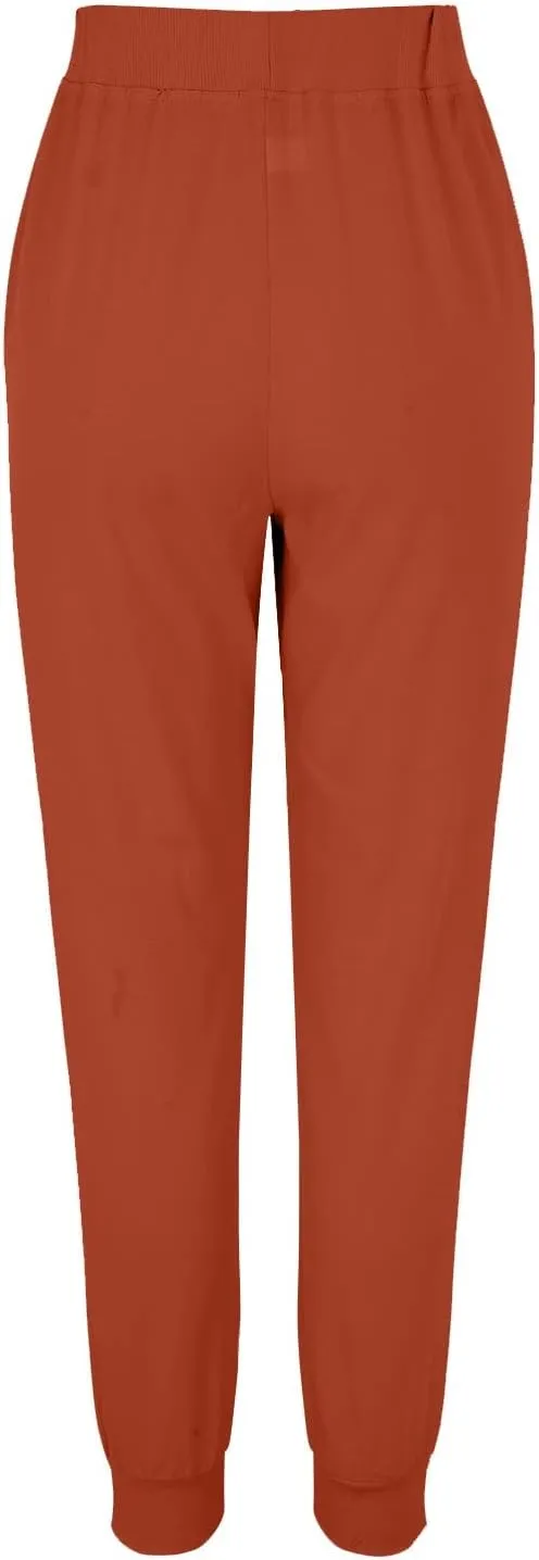 Womens Linen Pants Joggers Casual High Waisted Drawstring Trousers Lightweight Summer Beach Pants with Pockets
