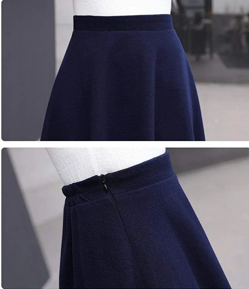 Women's Plaid Wool Skirt Vintage High Waist A-line Long Skirt Fall/Winter Midi Skirt