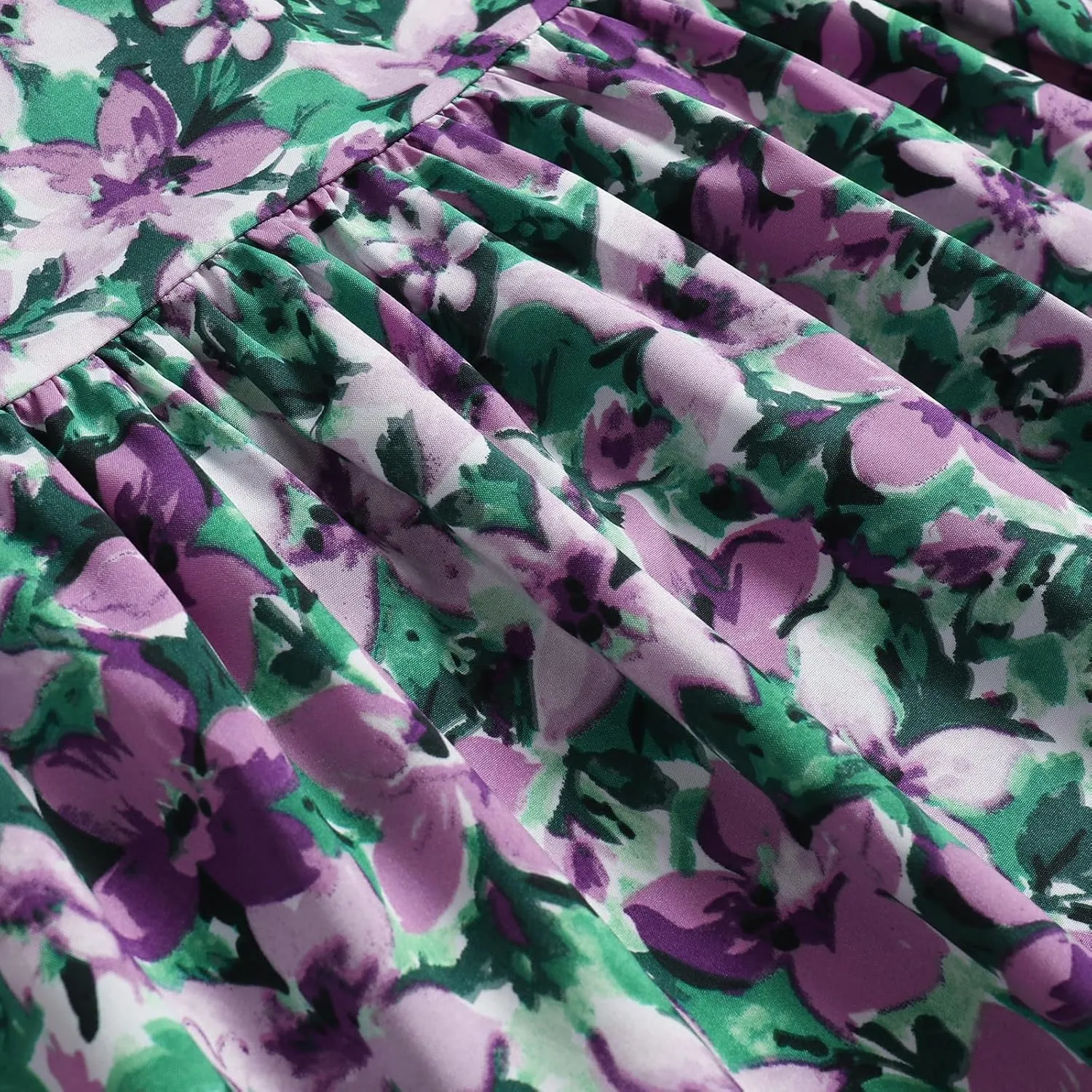 Women's Printed Skirt with Elastic Waist Broken Pleated Skirt with Pockets in Spring Summer and Autumn
