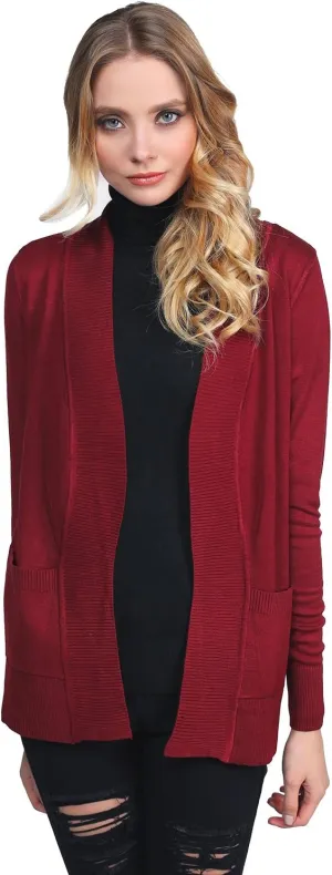 Women's Solid Soft Stretch Open Front Knit Cardigan