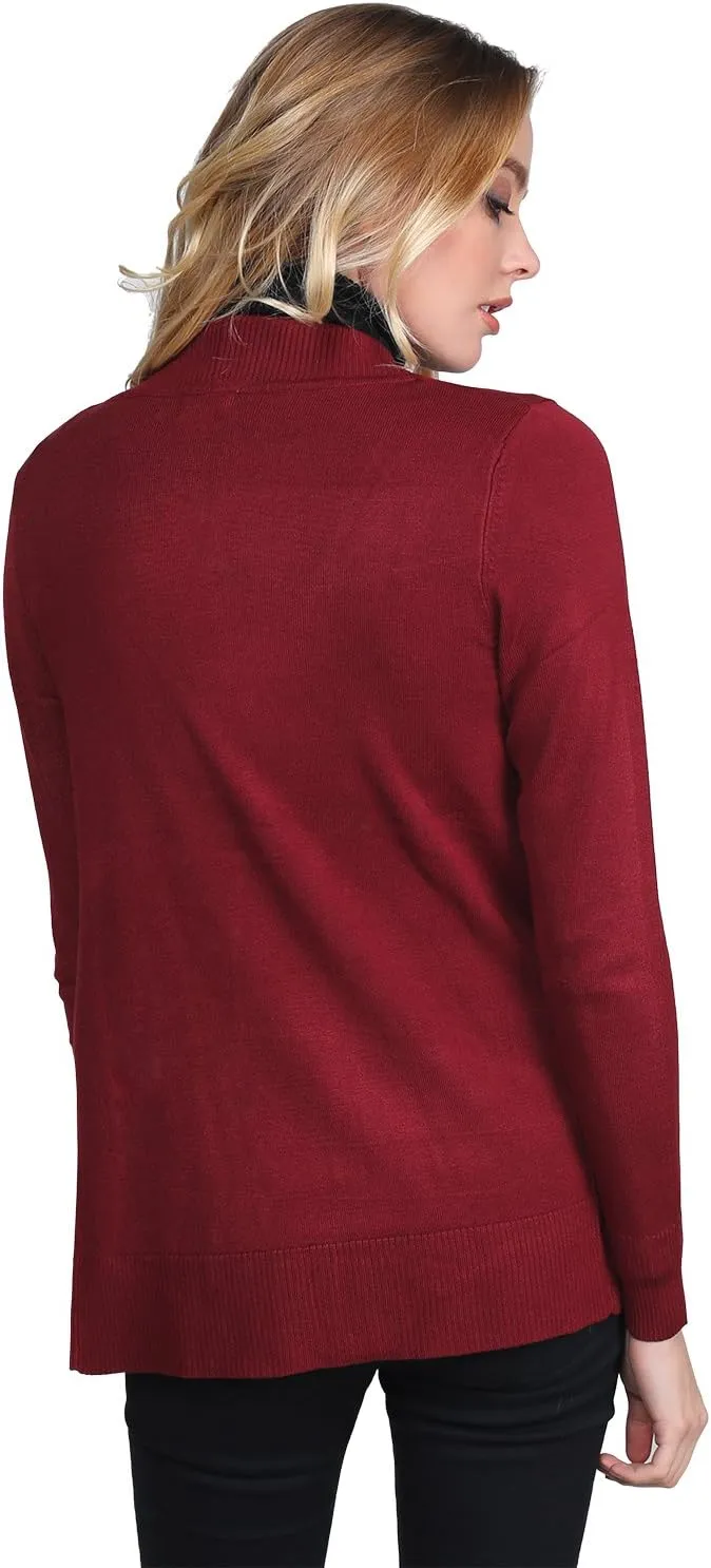 Women's Solid Soft Stretch Open Front Knit Cardigan