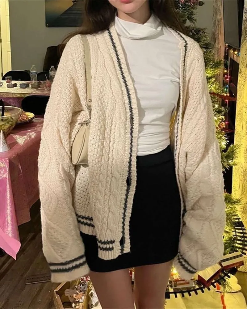 Women's Stars Print Oversized Solid Long Batwing Sleeve Casual Loose Cardigan Knit Open Front Sweater Coat