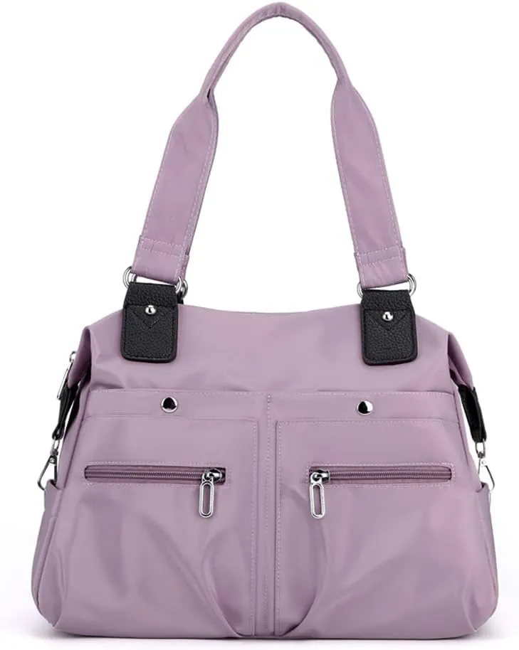 Women's Tote Bag Multi Pocket Water resistant Nylon Handbag Purse Casual Travel Shoulder Bag Hobo Bag