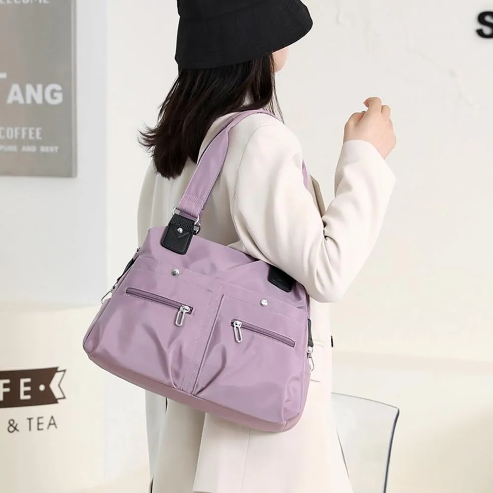 Women's Tote Bag Multi Pocket Water resistant Nylon Handbag Purse Casual Travel Shoulder Bag Hobo Bag